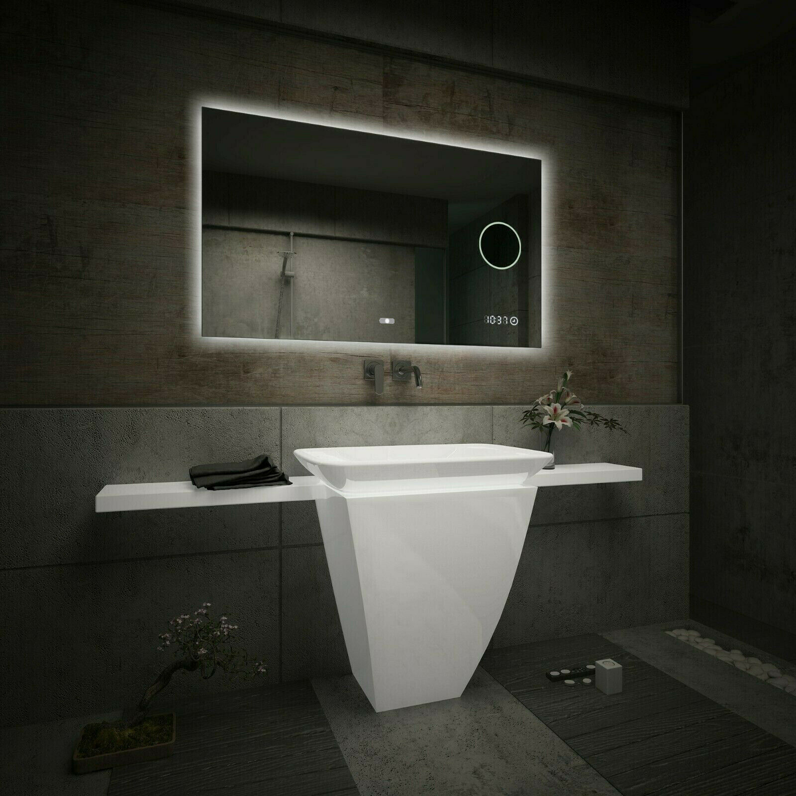 Espejo de Baño Con la Iluminación LED | Interruptor | Reloj | Espejo de