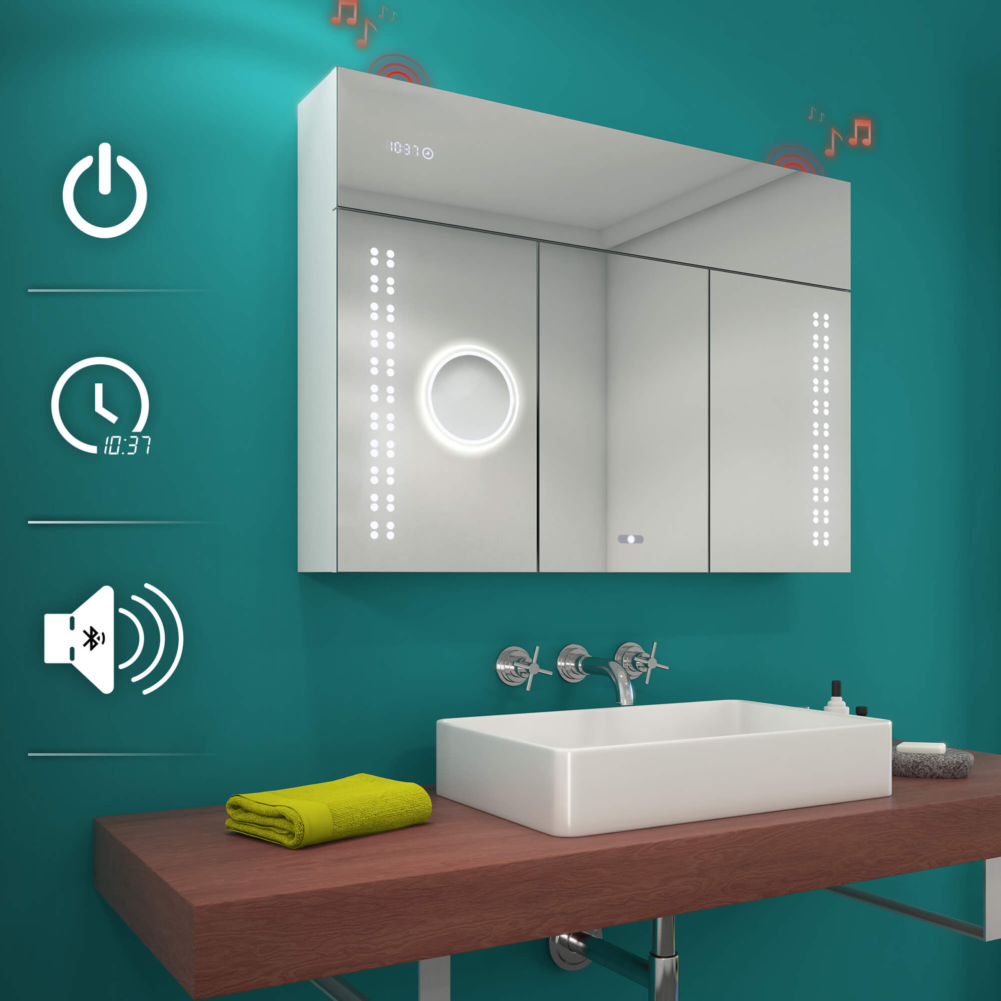 Armario Con Espejo Led Iluminado Bao Medicina Interruptor
